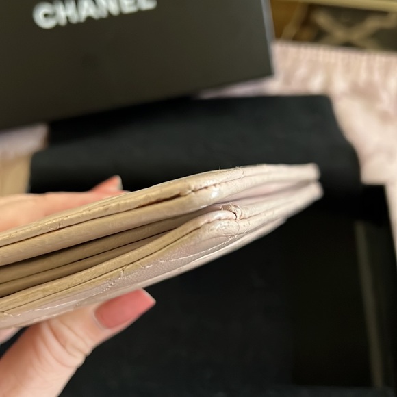 Authentic Chanel Lambskin Quilted Yen Wallet in Light Pink - Picture 15 of 16